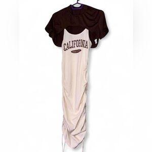 SHEIN Cream and Brown California Midi Dress